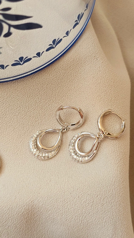 نیم ست اشک جواهری سیلور ژوپینگ