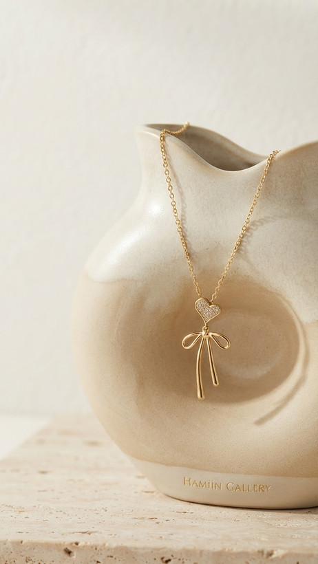 گردنبند قلب و پاپیون ژوپینگ